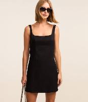 Vestido Curto em Crepe com Decote Quadrado e Amarração - 1