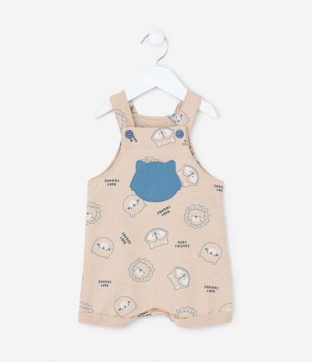 Jardineira Infantil com Bolsinho e Estampa de Bichinhos - Tam  0 a 18 meses - 1