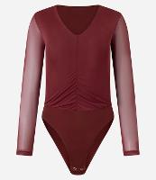 Body em Tule com Franzido Frontal e Manga Transparente - 1