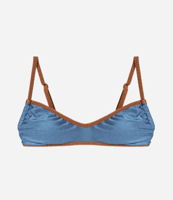 Biquíni Top Camisetinha Metalizado com Detalhe Contrastante