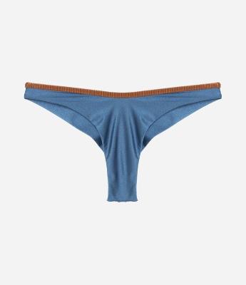 Biquíni Calcinha Asa Delta Metalizado com Detalhe Contrastante