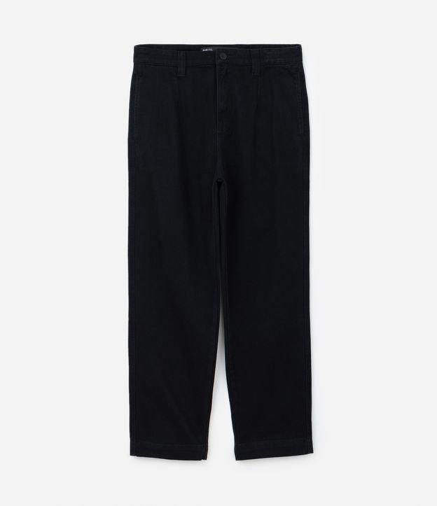 Calça Baggy Chino em Sarja com Bolsos e Detalhe no Cós - 1