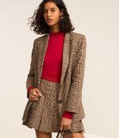 Blazer Oversized em Polivelour Xadrez Príncipe de Gales - 1