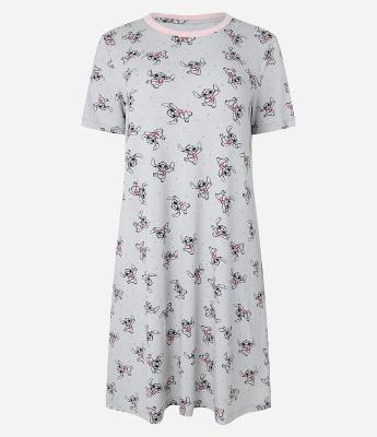 Camisola Curta em Viscose com Estampa Poá e Stitch