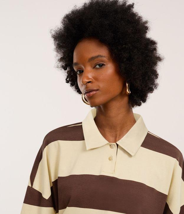 Camiseta em Algodão com Gola Polo e Listras - 3