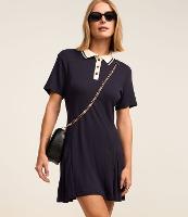 Vestido Curto em Ribana com Gola Polo Contrastante - 3