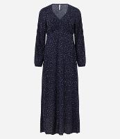 Vestido Longo em Viscose Twill com Mangas Bufantes e Estampa Poá - 1