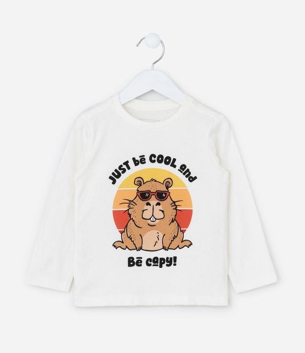Camiseta Infantil em Algodão Estampa Capivara de Óculos - Tam 1 a 6 anos - 1