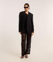 Calça Reta com Sobreposição de Renda - 1