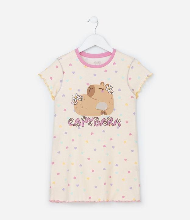 Camisola Infantil em Ribana com Estampa Capivara - Tam 4 a 14 Anos - 1