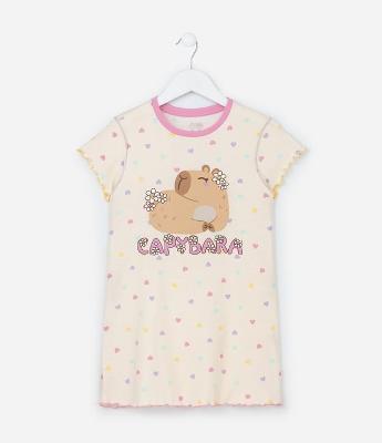 Camisola Infantil em Ribana com Estampa Capivara - Tam 4 a 14 Anos