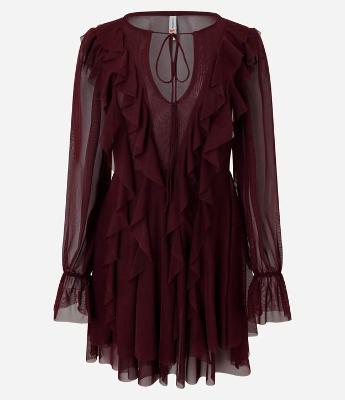 Vestido em Tule com Babados e Amarração