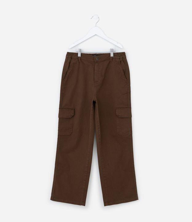 Calça Reta Infantil em Sarja com Bolso Cargo - Tam 5 a 14 anos - 1