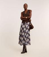 Saia Longa em Chiffon Xadrez com Efeito Degradê e Pregas - 1