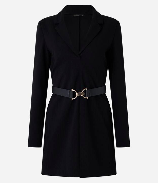 Vestido Curto em Crepe com Cinto de Fivela Diferenciada - 1