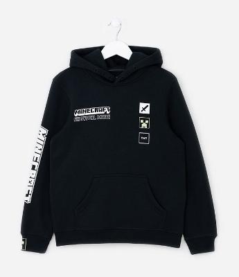Casaco Infantil com Estampa Frente e Costas Minecraft - Tam 5 a 14 Anos