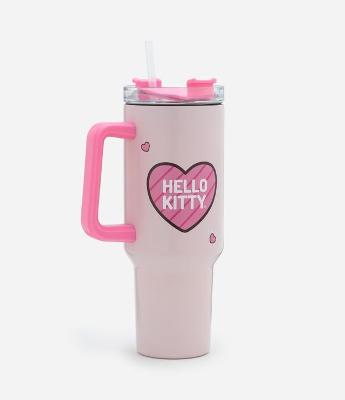Copo Térmico com Canudo e Estampa Hello Kitty 1,2L