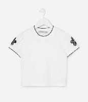 Blusa Curta Infantil com Bordado de Flor - Tam 5 a 14 Anos - 1