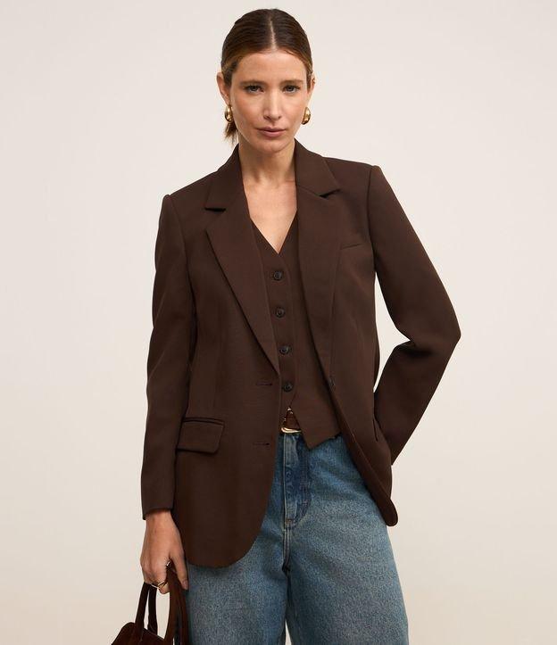 Blazer Regular em Alfaiataria com Botões e Bolsos Frontais - 1