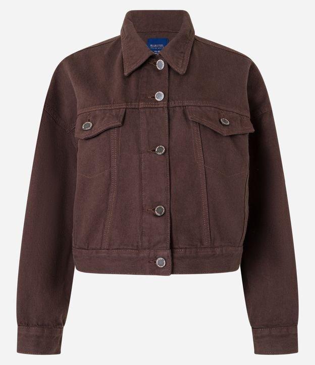 Jaqueta Regular em Sarja com Bolsos e Pregas na Barra - 1