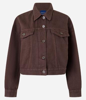 Jaqueta Regular em Sarja com Bolsos e Pregas na Barra