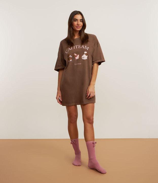 Camisola T-shirt em Algodão Estonado com Estampa Capivaras - 2