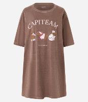 Camisola T-shirt em Algodão Estonado com Estampa Capivaras - 1