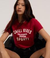 Blusa Baby Look em Algodão com Estampa Chill Vibes - 1