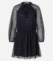 Vestido Curto em Tule em Poá com Sobreposição - 1