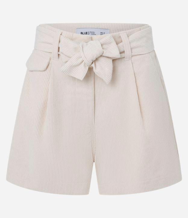 Short Curto em Veludo Cotelê com Pregas e Cinto de Amarração - 1