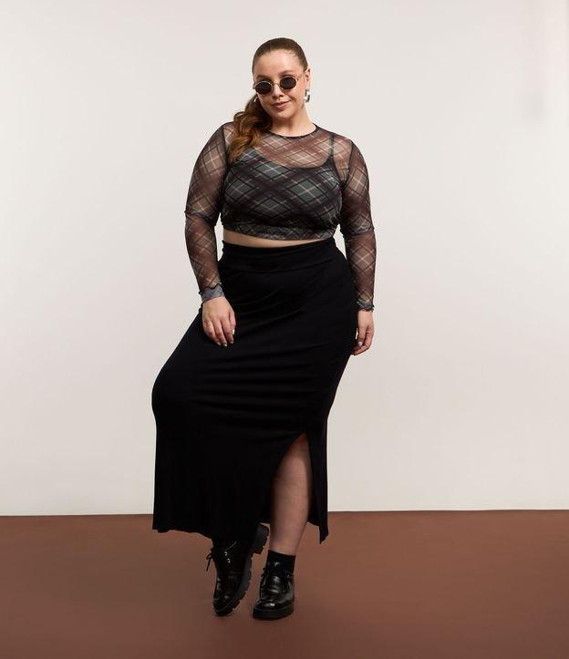 Saia Midi em Ribana com Fenda Lateral Curve & Plus Size - 2
