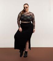 Saia Midi em Ribana com Fenda Lateral Curve & Plus Size - 2