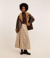 Saia Evasê Longa em Cambraia Xadrez com Pregas - 1