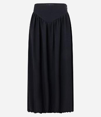 Saia Balloon Midi em Crepe com Cós em V