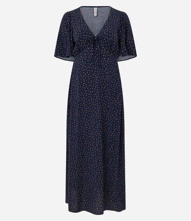 Vestido Longo em Viscose Creponada e Estampa Poá - 1