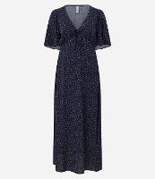 Vestido Longo em Viscose Creponada e Estampa Poá - 1