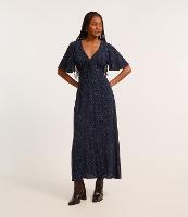 Vestido Longo em Viscose Creponada e Estampa Poá - 2