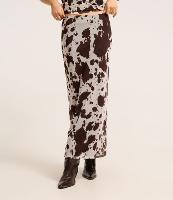 Saia Reta Longa em Tule com Estampa Animal Print Vaca - 2