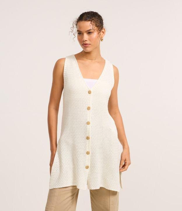 Colete Relaxed Alongado em Tricô com Botões - 2