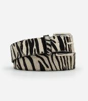 Cinto Médio Couro com Estampa Texturizada de Zebra e Fivela Quadrada - 1