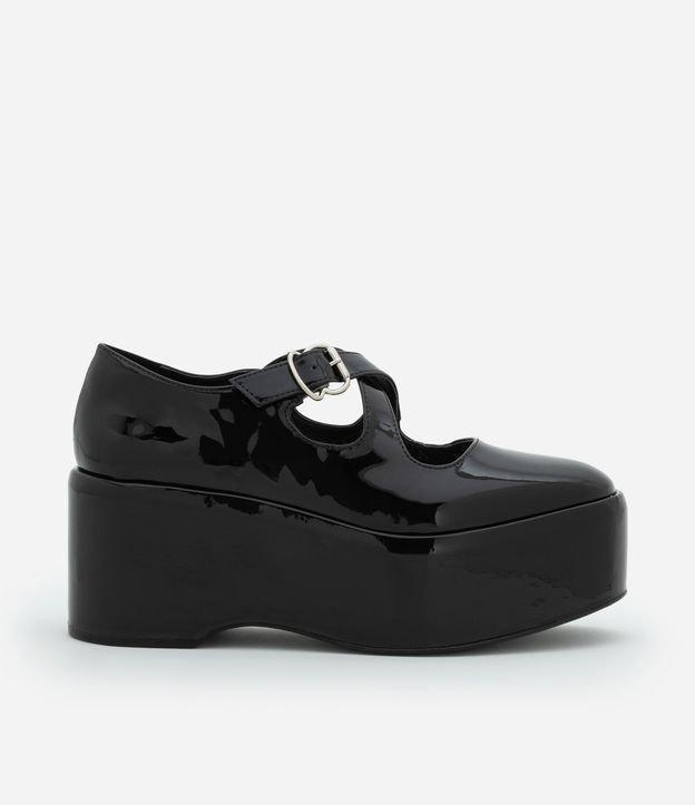 Sapato Mocassim Envernizado com Salto Plataforma - 1