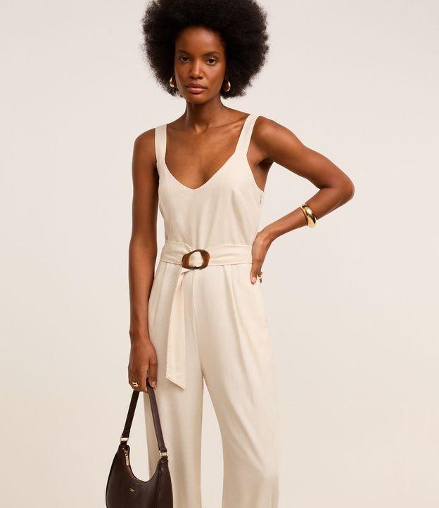 Macacão Cenoura em Viscolinho com Cinto Afivelado - 1