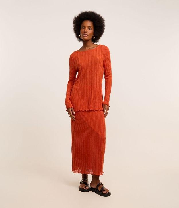 Saia Longa com Linho e Textura Canelada com Vazados - 1