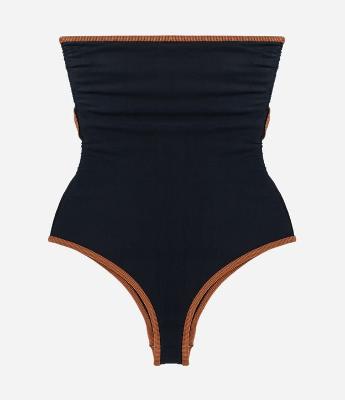 Maiô em Microfibra com Acabamento Contrastante e Costas Abertas