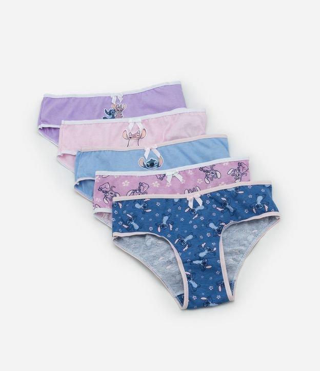 Kit 05 Calcinhas Infantis com Estampa Stitch e Angel - Tam 4 a 12 Anos - 1