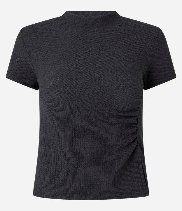 Blusa Texturizada com Golinha Alta e Franzido - 1