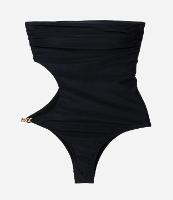 Maiô sem Alças em Microfibra com Vazado Lateral e Corrente Metalizado - 1