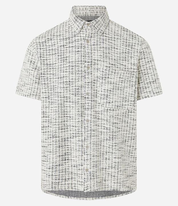 Camisa em Tweed com Textura e Listras Abstratas - 1