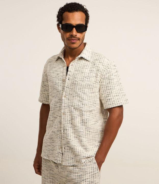 Camisa em Tweed com Textura e Listras Abstratas - 2