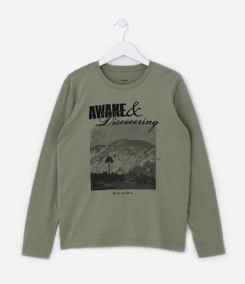 Camiseta Infantil com Estampa Paisagem - Tam 5 a 14 Anos